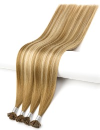 Extensions kératine micro capsules 60 cm Balayage Brun Cendré Blond | Extens Hair