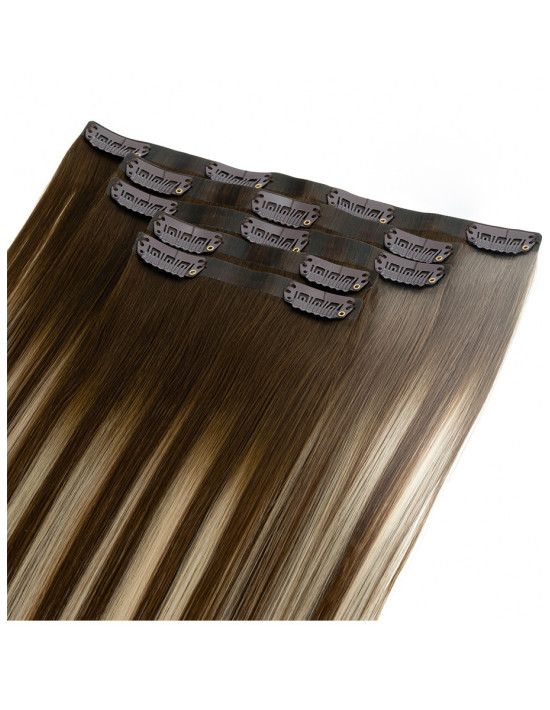 Seamless Clip-in Extensions Ombré Kastanienbraun Amber – 100 % Remy Echthaar