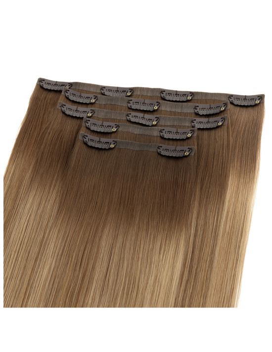 Seamless Clip-in Extensions Rooted Bronde - 100 % Remy Echthaar