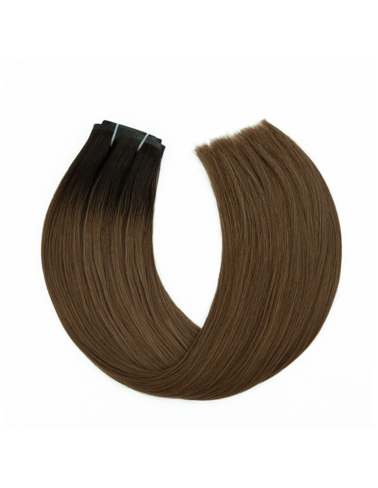 Seamless Clip-in Extensions Rooted Dark Chestnut – 100 % Remy Echthaar