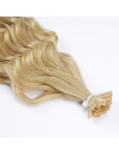 Keratin Bonding - Wellige/Lockige Haarverlängerung - 16 Karamellblond 2