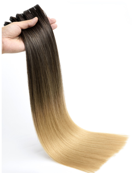 Unsichtbare Ombre-Haarverlängerung Balayage Mocca