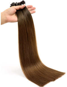 Extensions Keratin Bondings Ombré Dark Kastanienbraun