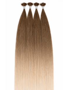 Tie and Dye Haarverlängerung - Hot Bond Dunkelbraune Ombré Hair 2