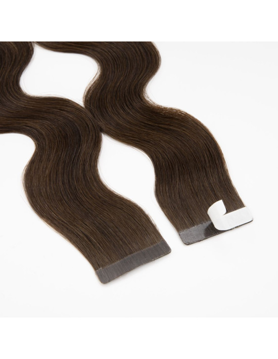 Extension adhésive ondulée Châtain Moyen #2 – 50 cm Remy Hair | Extens Hair