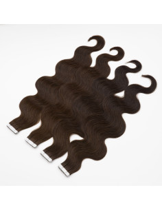 Extension adhésive ondulée Châtain Moyen #2 – 50 cm Remy Hair | Extens Hair 2