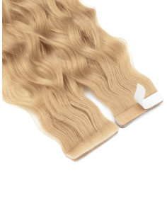 Extensions Adhésives Ondulées 50 cm en Cheveux Naturels Remy Hair – Strawberry Blonde / Peach #8 2