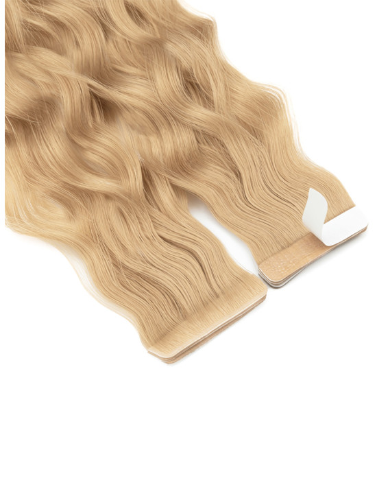 Extensions Adhésives Ondulées 50 cm en Cheveux Naturels Remy Hair – Strawberry Blonde / Peach #8