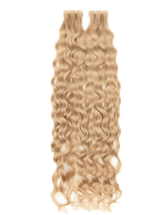 Extensions Adhésives Ondulées 50 cm en Cheveux Naturels Remy Hair – Strawberry Blonde / Peach #8
