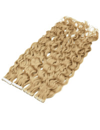 Extensions Adhésives Ondulées 50 cm en Cheveux Naturels Remy Hair – Golden Vanilla Blonde #12