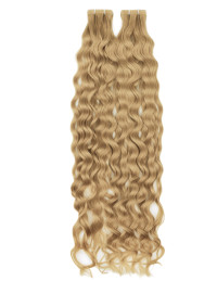 Extensions Adhésives Ondulées 50 cm en Cheveux Naturels Remy Hair – Golden Vanilla Blonde #12