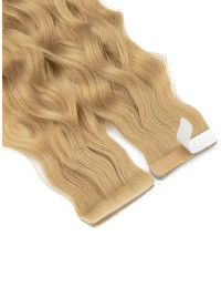 Extensions Adhésives Ondulées 50 cm en Cheveux Naturels Remy Hair – Golden Vanilla Blonde #12