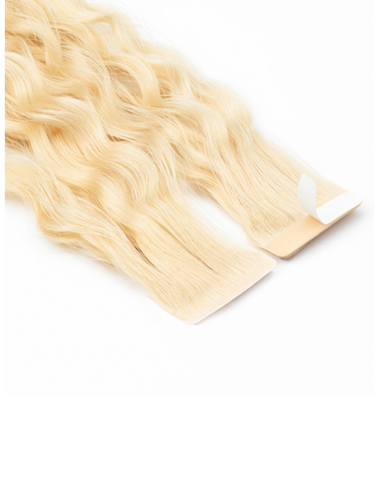 Gewellte & lockige Tape-In Extensions 50 cm Hellblond #22