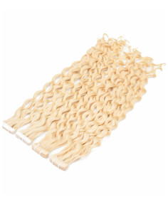 Gewellte & lockige Tape-In Extensions 50 cm Hellblond #22