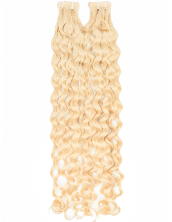 Gewellte & lockige Tape-In Extensions 50 cm Hellblond #22