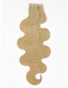 Gewellte Tape Extensions 50 cm aus Premium Remy Echthaar – Golden Beige Blonde #16