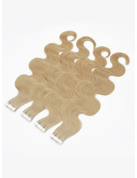 Gewellte Tape Extensions 50 cm aus Premium Remy Echthaar – Golden Beige Blonde #16