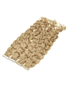Extensions Adhésives Ondulées 50 cm en Cheveux Naturels Remy Hair – Golden Beige Blonde #16