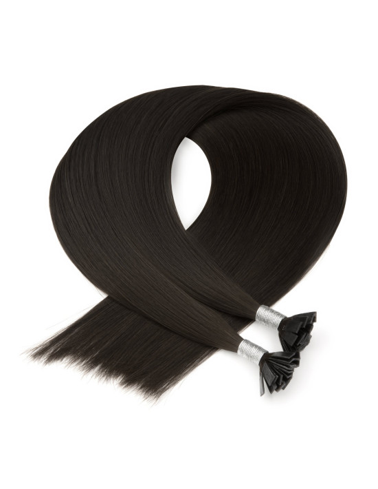 Extensions kératine 50 cm Noir Naturel #1A – pose à chaud | Extens Hair