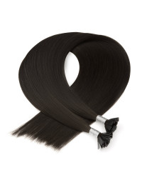 Extensions kératine 50 cm Noir Naturel #1A – pose à chaud | Extens Hair