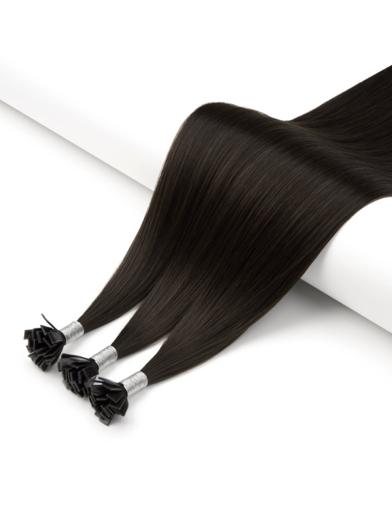 Extensions kératine 50 cm Noir Naturel #1A – pose à chaud | Extens Hair