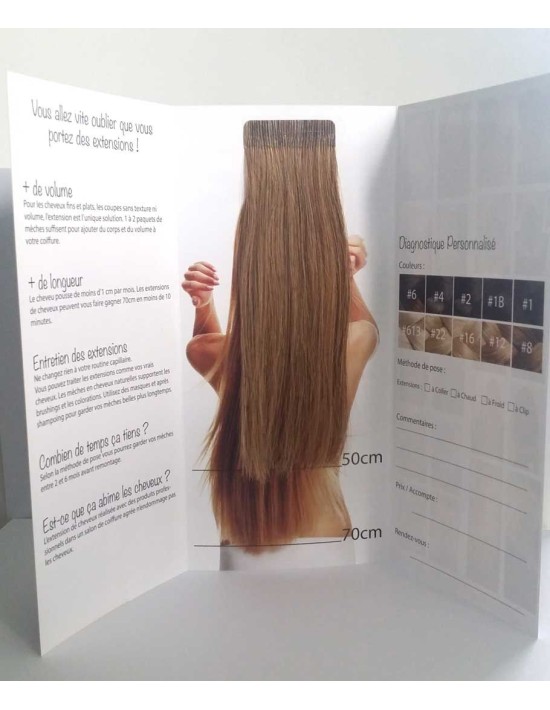 Dépliants Extensions de Cheveux pour salon de coiffure