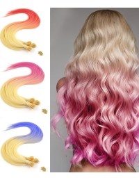 Extensions à froid Rose - mèches rouges -cheveux violets - extensions de cheveux naturels multi colors Extensions à froid Rose - mèches rouges -cheveux violets - extensions de cheveux naturels multi colors