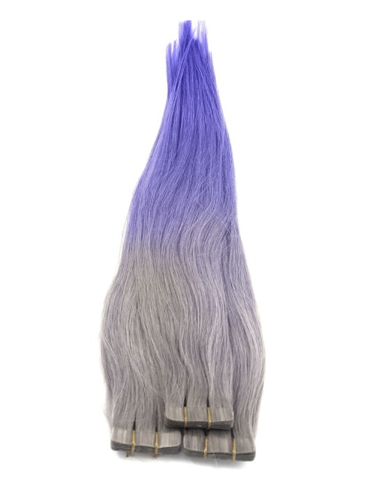 Klebe Echthaarverlängerungen - Silber Tie und Dye Flashy Farben