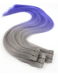 10 Tape Hair extensions de cheveux gris Tie & Dye Crazy Colors