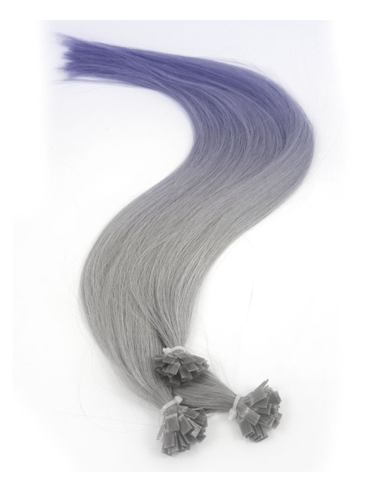25 Bonding Extensions Silver und Blau ombré hair