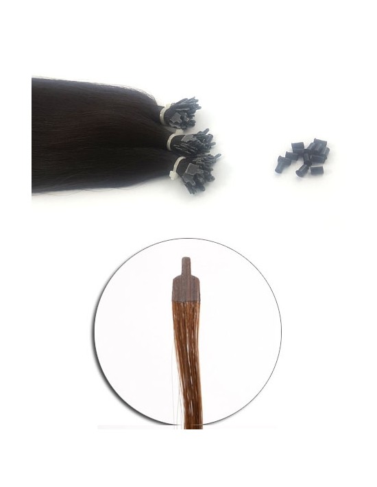 25 Echthaarsträhnen hair tip Schwarz