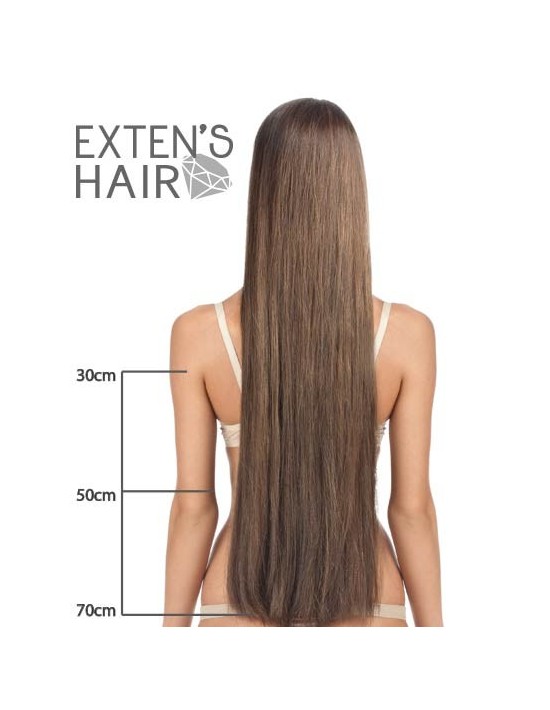 25 Extensions kératine méchées Châtain Clair Chocolat - Exten's Hair