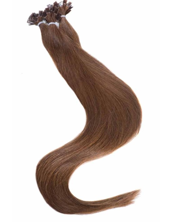 Pose d'extension kératine Châtain - Extension à Chaud - 100% remy Hair