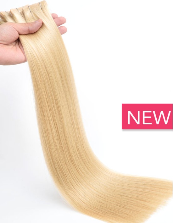 Invisible Haarverlängerungen mit Injected Tape - Aschbeige Blond