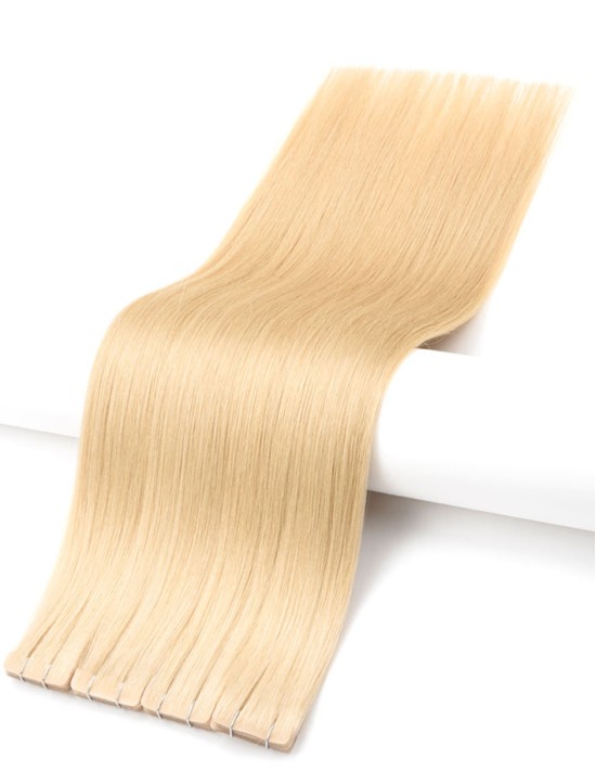 Invisible Haarverlängerungen mit Injected Tape - Aschbeige Blond