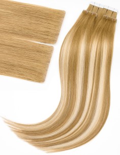 Extension Tape Hair injectée - Balayage Brun Cendré Blond 2