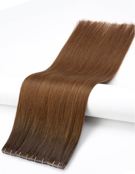 Extension Adhésive Injectée, cheveux naturels Ombré Brun foncé/noisette