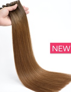 Extension Adhésive Injectée, cheveux naturels Ombré Brun foncé/noisette