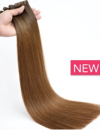 Extension Adhésive Injectée, cheveux naturels Ombré Brun foncé/noisette