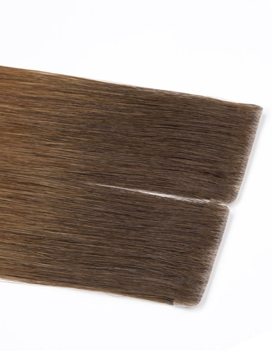 Extension Adhésive Injectée, cheveux naturels Ombré Brun foncé/noisette