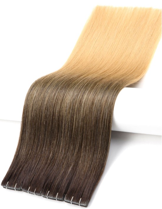 Unsichtbare Ombre-Haarverlängerung Balayage Mocca