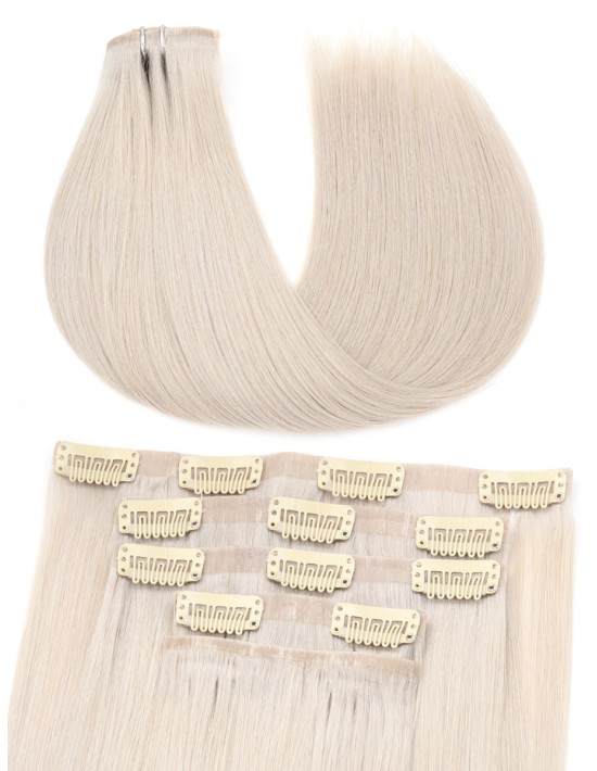 Clips In Silver-Grau Haarverlängerung mit wundervollem Echthaar - Extens Hair