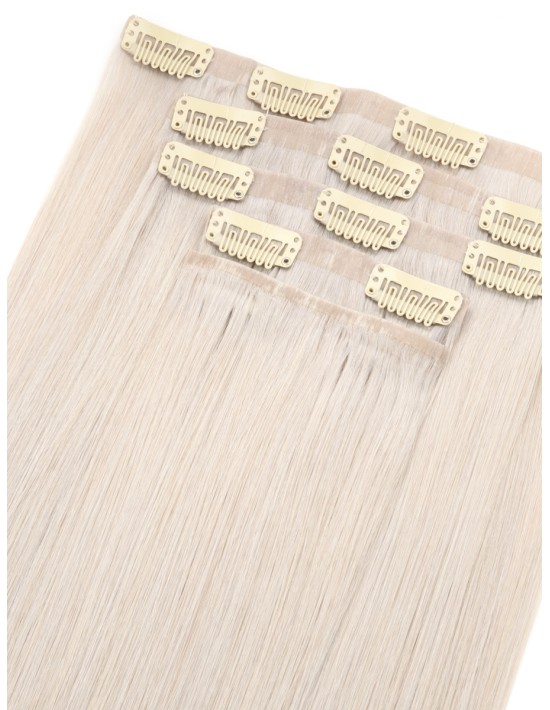 Clips In Silver-Grau Haarverlängerung mit wundervollem Echthaar - Extens Hair