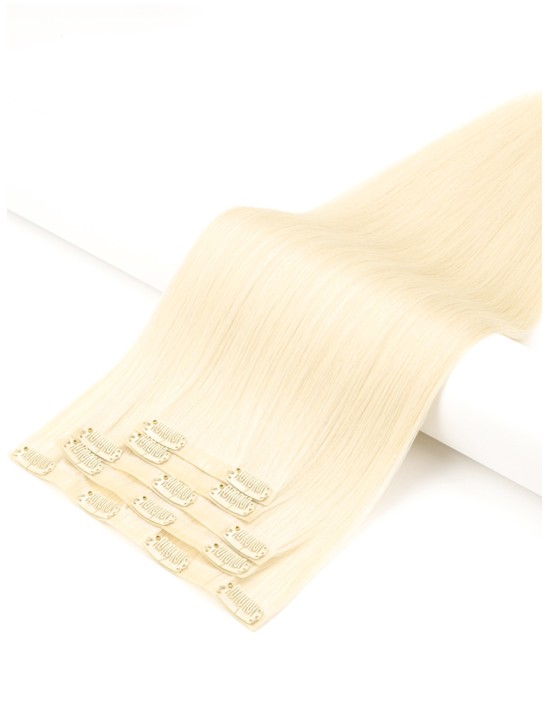 Haar Clips Extensions Echthaar Platinblond - Extens Hair