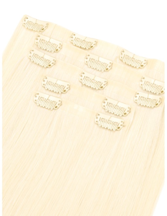 Haar Clips Extensions Echthaar Platinblond - Extens Hair