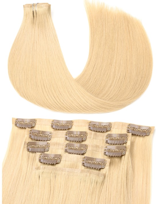 Haar Clips Extensions Echthaar Honigblond