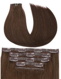 Haar Clips Extensions Echthaar Dunkelbraun - Groß Rabatt Haar Clips Extensions Echthaar Dunkelbraun - Groß Rabatt
