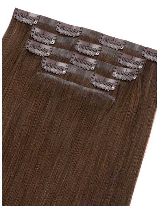 Haar Clips Extensions Echthaar Dunkelbraun - Groß Rabatt