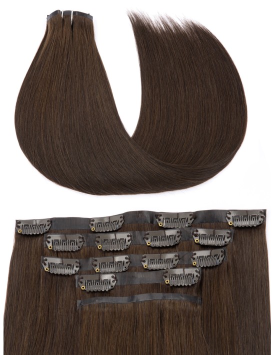 Hair Extension Clip Brun Foncé - Seamless - Simple et Rapide