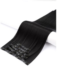 Echthaar Haar Clips Extensions Schwarz Seamless - Große Farbwahl Echthaar Haar Clips Extensions Schwarz Seamless - Große Farbwahl